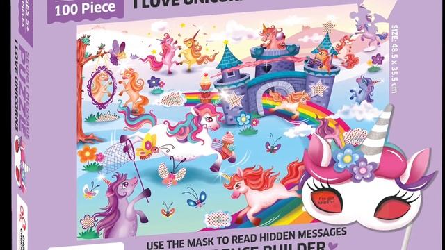 Chalk and Chuckles I Love Unicorns 100 Piece Jigsaw Puzzle, Secret Message Puzzle for Kids Age 5+ смотреть онлайн