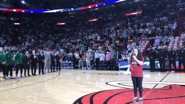 NATIONAL ANTHEM 13yr old Emily Taylor Kaufman -Miami Heat NBA смотреть онлайн