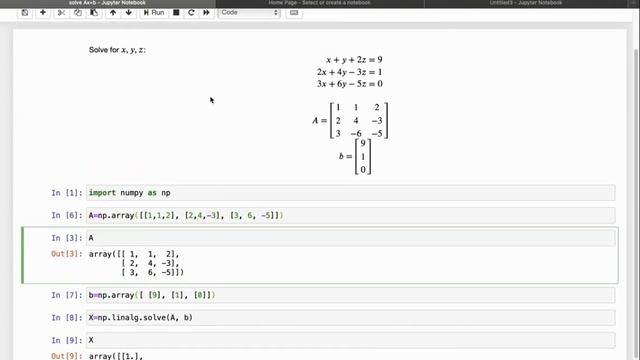 python solve Ax=b смотреть онлайн