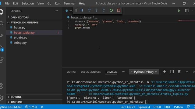 Tuplas en Python 3.8 смотреть онлайн