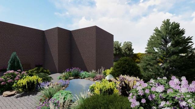 Ландшафтный дизайн участка 9 соток. Визуализация проекта в 3D программе. смотреть онлайн