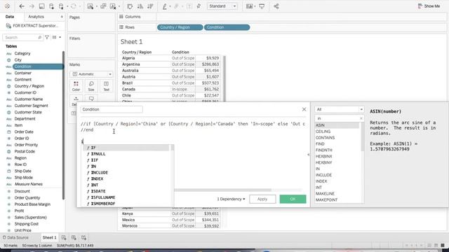 IN OPERATOR With TABLEAU 2020.3