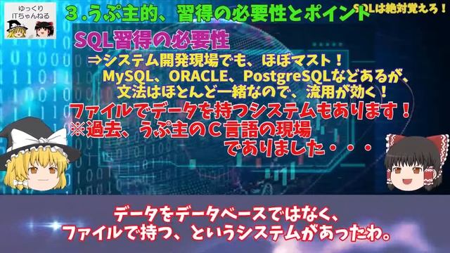 【ゆっくりIT】SQLは絶対覚えろ！ うぷ主的SQLを覚えるべき理由とポイント！ ～ゆっくり解説データベース～ No.041 смотреть онлайн