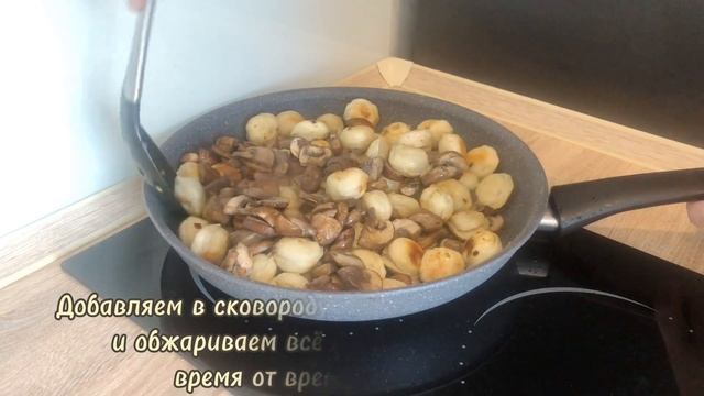 ЖАРЕНЫЕ ПЕЛЬМЕНИ С ШАМПИНЬОНАМИ И СЛИВОЧНО-ГРИБНОЙ СОУС смотреть онлайн