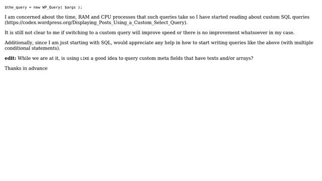 Wordpress: A faster way to query custom post types with multiple conditions? смотреть онлайн