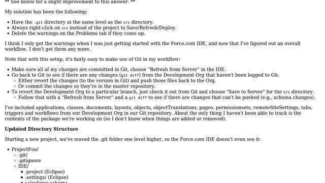 Salesforce: Force.com IDE warning that files in .git subdirectory only saved locally, not to server смотреть онлайн