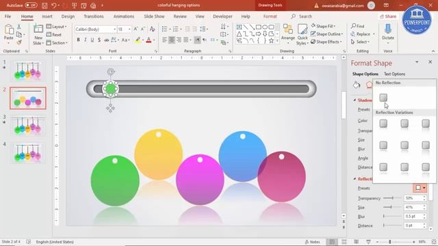 Colorful Hanging options infographic slide in PowerPoint смотреть онлайн