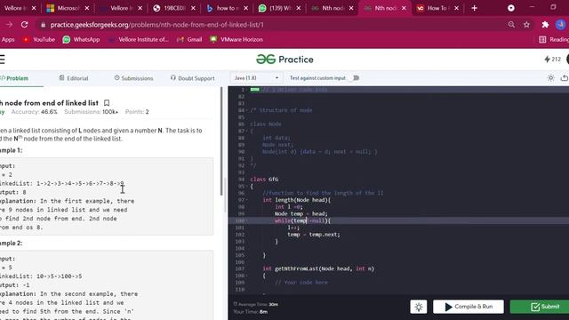 Nth node from end of linked list - Practice - GeeksforGeeks смотреть онлайн