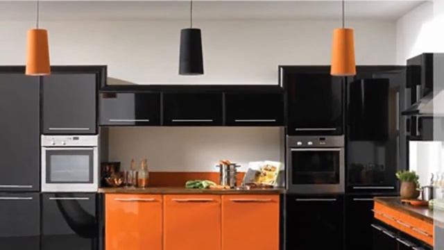 Оранжевая кухня мебель, обои, пол и потолок цвета спелого апельсина смотреть онлайн
