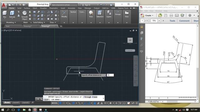 AutoCAD chair design. 3D modeling AutoCAD 2018. смотреть онлайн