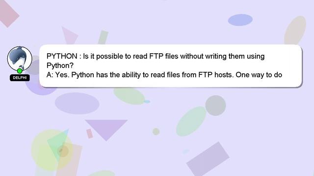 PYTHON : Is it possible to read FTP files without writing them using Python? смотреть онлайн