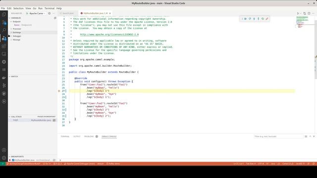 Textual debug for Apache Camel with VS Code смотреть онлайн