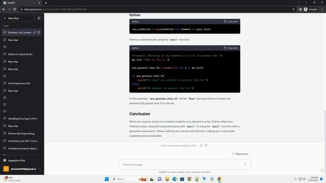 Pythonic way of checking if a condition holds for any element of a list смотреть онлайн