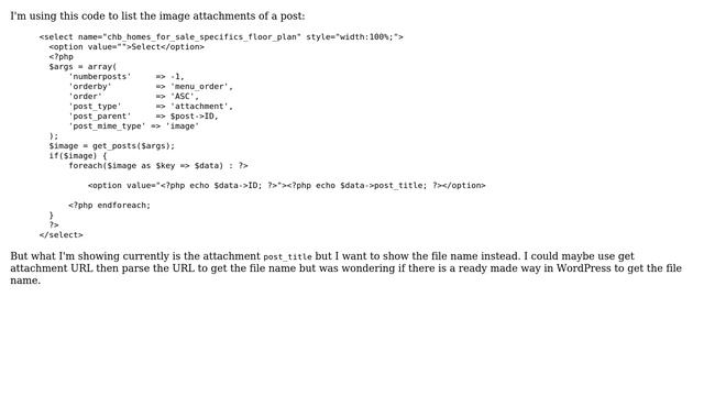Wordpress: How to get attachment file name not attachment URL? смотреть онлайн