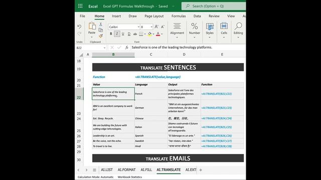 ChatGPT for Excel =AI.TRANSLATE Function смотреть онлайн