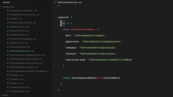 Vue JS Tailwind CSS YouTube клон #36 - Динамические компоненты для меню