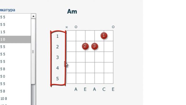 Генератор аккордов для шестиструнной гитары