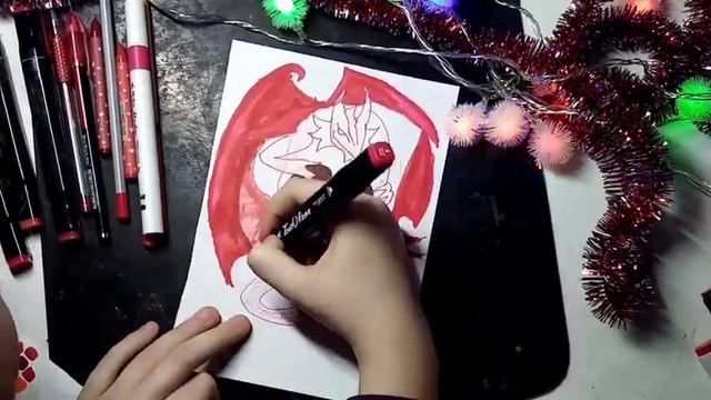 GOING RED?!?РИСУЮ ТОЛЬКО ОДНИМ ЦВЕТОМ,НО РАЗНЫМИ МАТЕРИАЛАМИ:Карандаши,маркеры,ручки❤️?