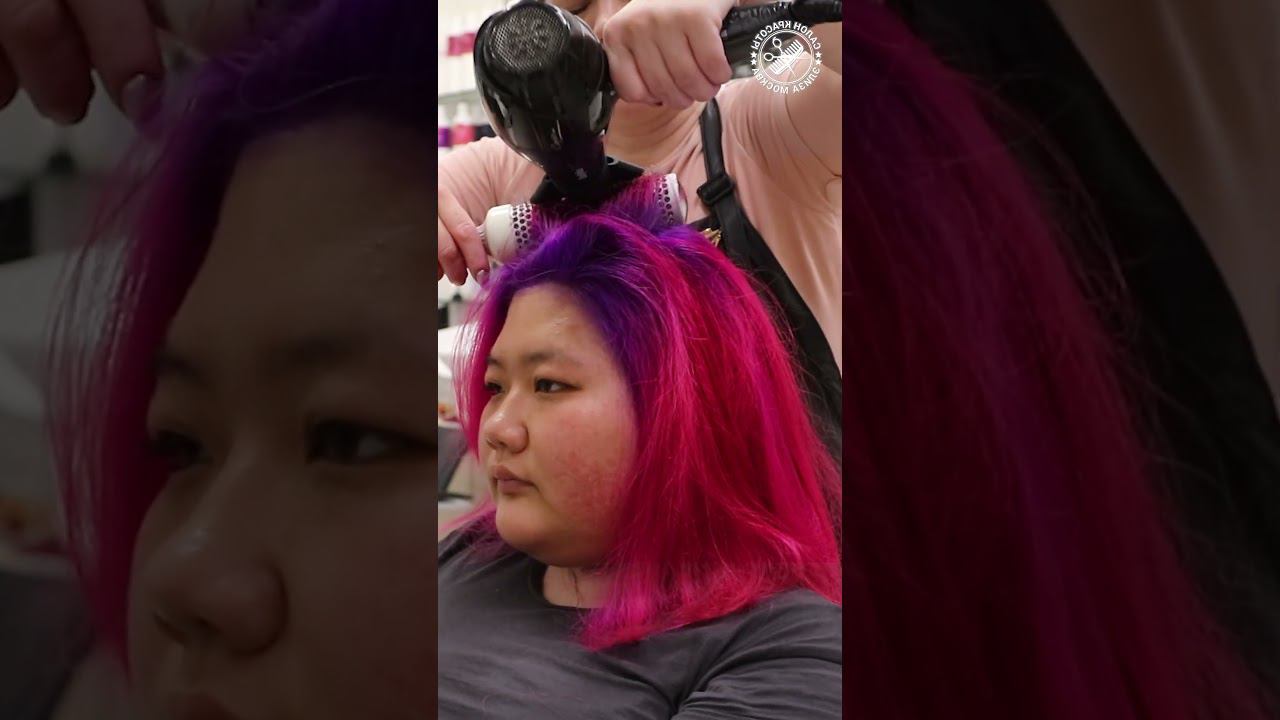 Фиолетовые корни и розовые волосы #окрашиваниеволос смотреть онлайн