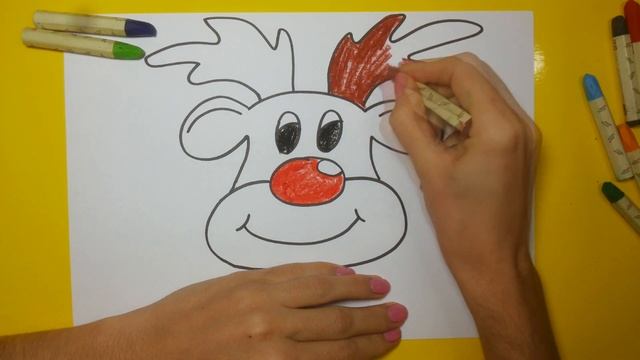 Как рисовать оленя. Простой рисунок. Рождественский олень ПОЭТАПНО. Урок рисования - christmas deer смотреть онлайн