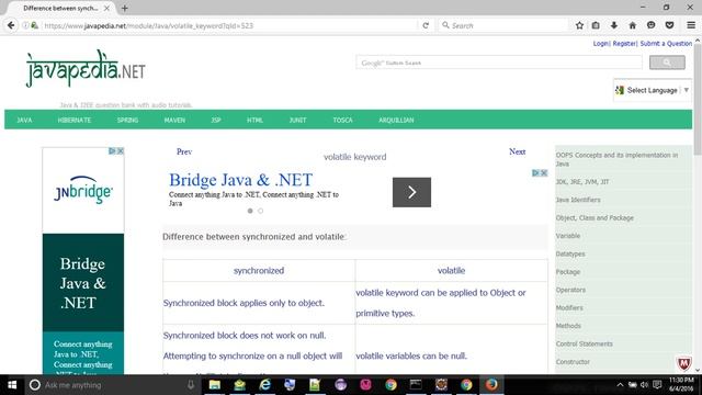 Difference between synchronized and volatile:
- javapedia.net смотреть онлайн