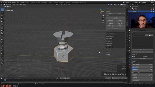 Blender CAD Bolts, Nuts & Threads. Perfect for 3D Printing смотреть онлайн
