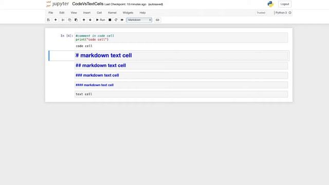 Code vs. text cells in Python Jupyter Notebook смотреть онлайн