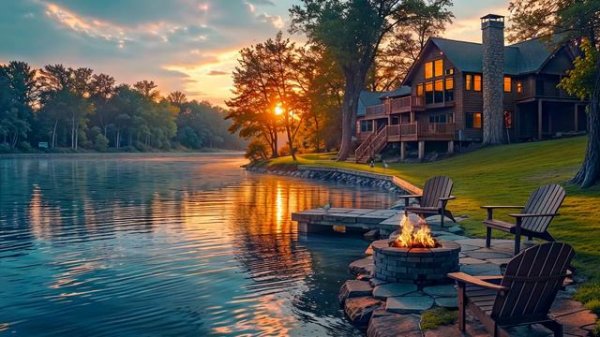 Cozy Ambient in Cozy Morning Lakeside Relax, Stress Relief with Campfire & 3 Hour Heals Bird Sounds