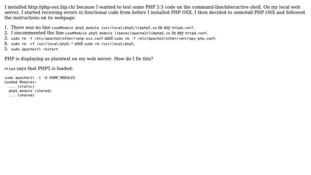 How do I fix the default version of PHP after uninstalling PHP OSX? смотреть онлайн