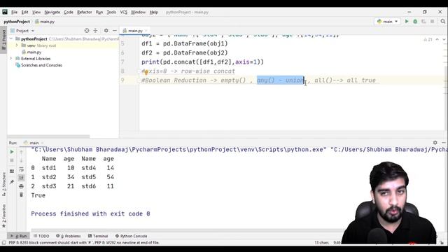 13. Merging,Boolean Reduction, concat(),axis, any(),empty(),all() in Dataframes | Python XI/XII CBS смотреть онлайн