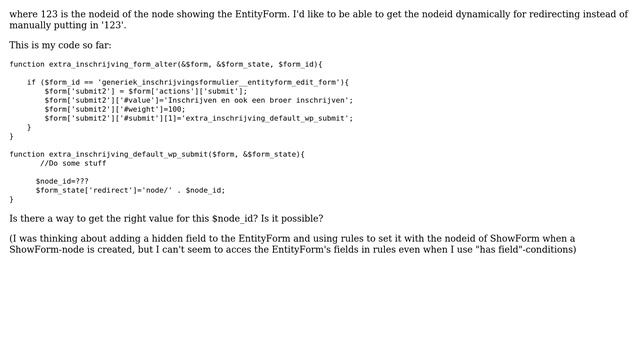 Drupal: Getting the node id from the node containing an entityform in submit handler смотреть онлайн