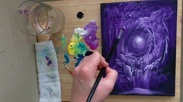 ACRYLIC PAINTING TUTORIAL | PURPLE FANTASY LANDSCAPE | STEP by STEP???? смотреть онлайн