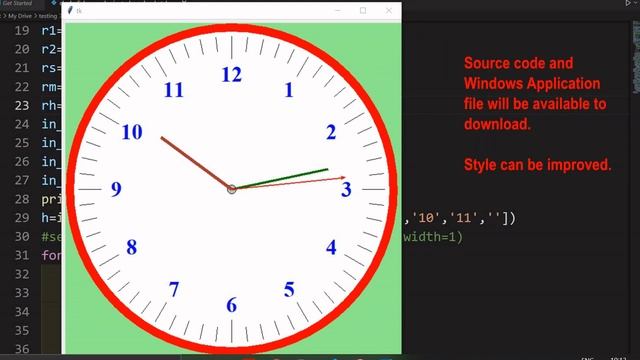 Tkinter Analog clock showing local time using Canvas смотреть онлайн