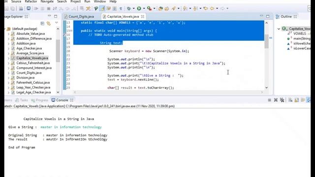 Capitalize Vowels in a String in Java смотреть онлайн