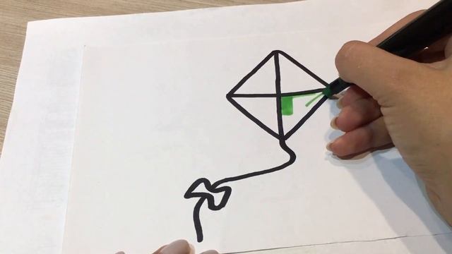 Draw a kite for kids / Bolalar uchun uçurtma chizish /Рисуем воздушного змея для детей /Kite drawin смотреть онлайн