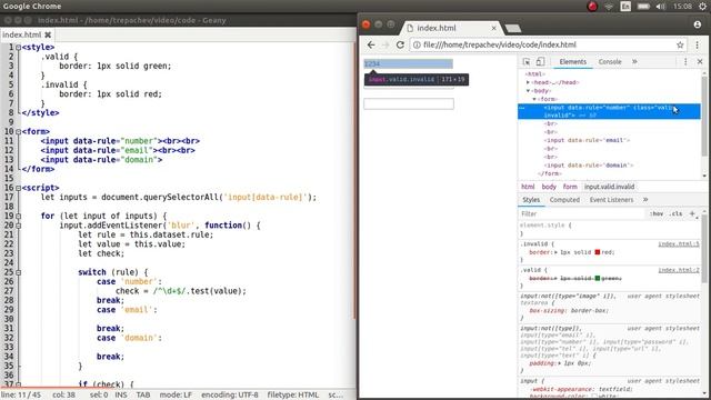 Валидация инпутов на JavaScript смотреть онлайн