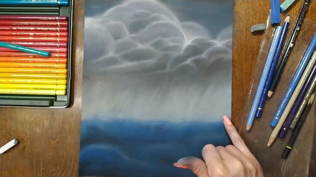 Рисунок гроза пастелью / Drawing a thunderstorm with pastels смотреть онлайн