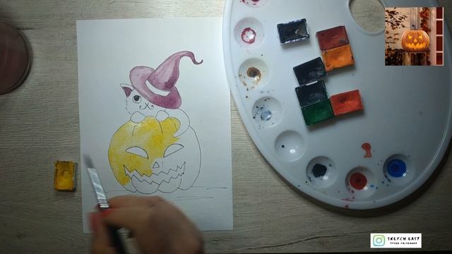 Как нарисовать Тыкву к Хэллоуину. Уроки рисования. Тыква для Хэллоуина. Скетчинг для начинающих смотреть онлайн