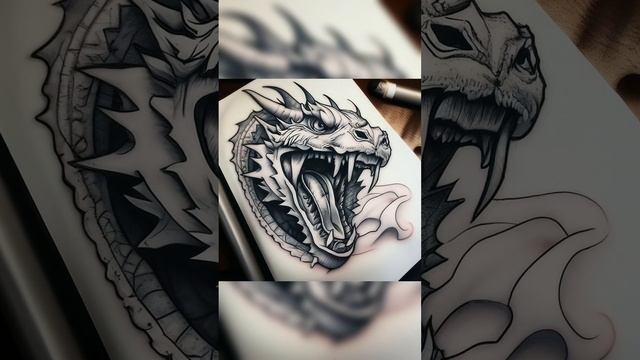 Эскиз татуировки. Эскиз тату голова дракона. #шедеврум смотреть онлайн