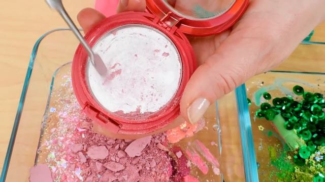 Pink vs Green - Mixing Makeup Eyeshadow Into Slime! Special Series 107 Satisfying Slime Video смотреть онлайн