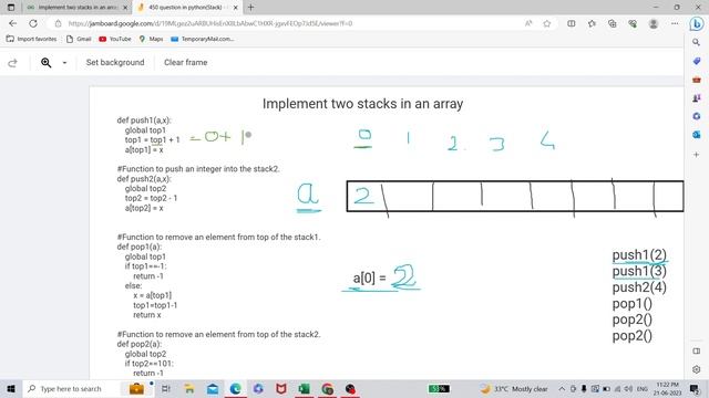 Implement 2 stack in an array in Python смотреть онлайн