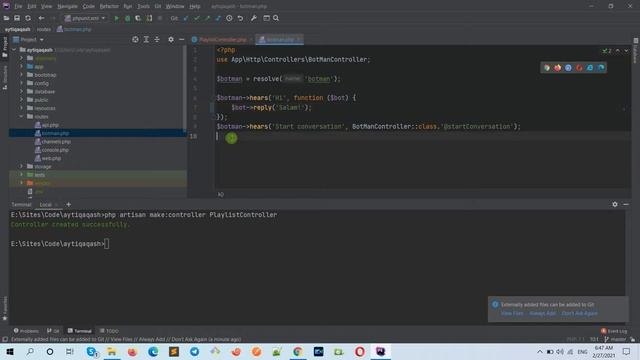 Telegram bot üçün Laravel kontroller necə yaradırıq?! | AytiQaqashBot смотреть онлайн