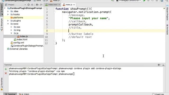 PhoneGap/Cordova Plugin Dialogs - Prompt смотреть онлайн