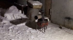 Вода в отработке, печь на отработке.