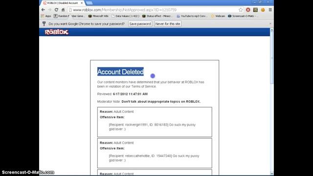 ROBLOX Account Terminated смотреть онлайн