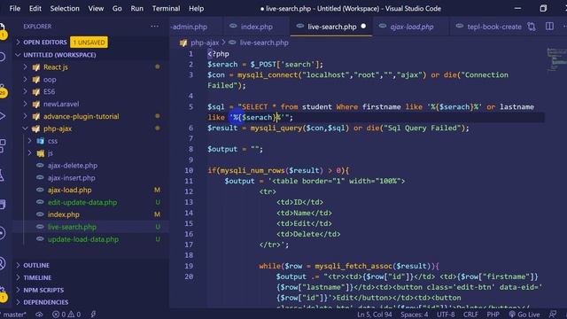 PHP Ajax Tutorial Bangla Step By Step #19 Live search ajax (2) смотреть онлайн
