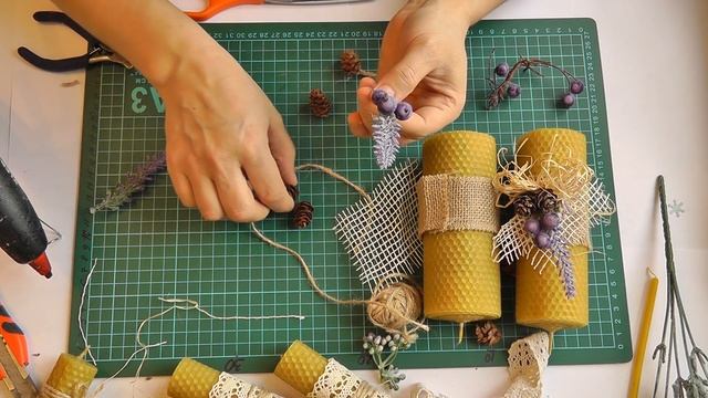 Свечи из вощины с объемным декором смотреть онлайн