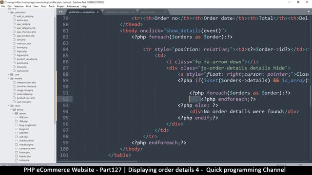 #127 PHP Ecommerce website development | Displaying order details 4 | MVC OOP - Quick programming смотреть онлайн