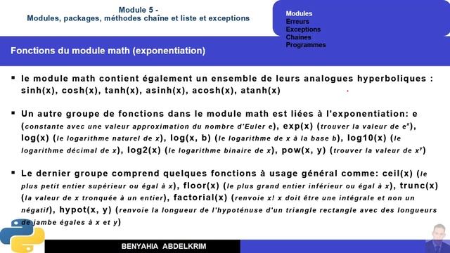 leçon python N°28 Module 5 Quelques modules standard Module math смотреть онлайн