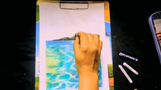 How to draw clouds - How to draw landscape scenery of boat in Sea | how to draw water in Sea смотреть онлайн